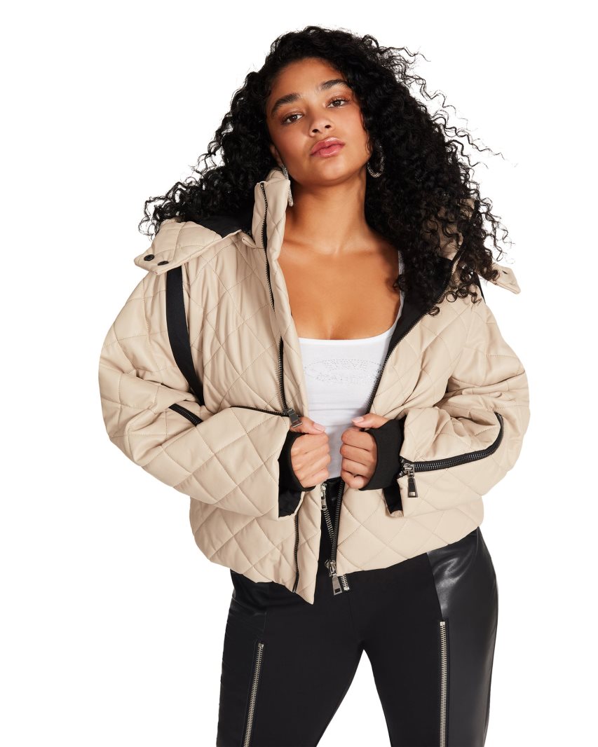 Beige Steve Madden Hayle Women's Jackets | PH 5619ZVX